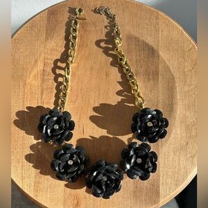 Black and Gold Chunky  Floral Necklace